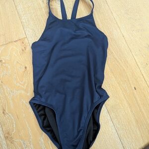 Nike Women's One Piece Swimsuit - Navy Blue